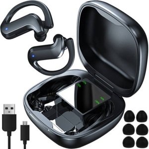Vezeték nélküli Bluetooth fülhallgató LED kijelzővel, beépített powerbankkal és microUSB töltőkábellel – fekete (BB-20378)