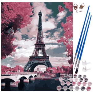 Felnőtt kifestő számozott sablonnal, ecsetekkel és festékkel – Eiffel torony (BB-22784)