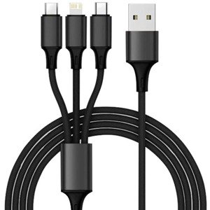 Háromágú USB kábel - Type-C / Lightning / Micro USB (BB-22194)