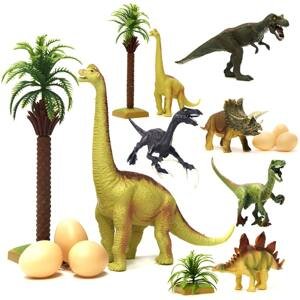 Dinoszaurusz figurakészlet készlet 7 darab különböző dinoszaurusszal tojásokkal, kiegészítő elemekkel (BBI-6397)