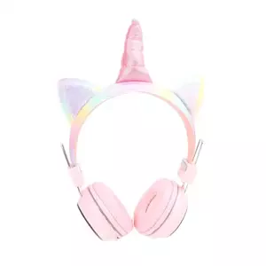 Vezeték nélküli mikrofonos fejhallgató csillogó unikornis fülekkel és szarvval (THM) (BBD) (BBV)