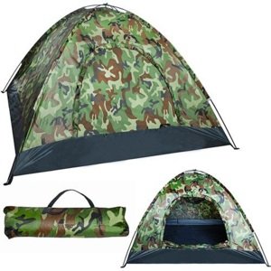 4 személyes, vízálló, UV szűrős turista / kemping sátor praktikus táskában - 190 x 190 x 125 cm, terepszínű  (BB-10140)