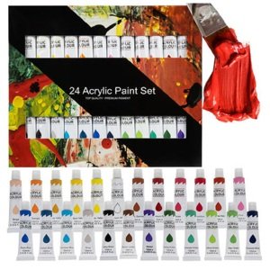 24 különböző színű prémium akril festék készlet, 12 ml-es tubusokban (BB-20363)