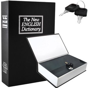Zárható könyv alakú biztonsági széf - 2 darab kulccsal - papírpénzhez, érmékhez egyaránt - 24 x 15,5 x 5,5 cm (BB-1212)