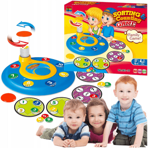 Oktató társasjáték gyerekeknek 2 féle játékmóddal - 80 darabos, készségfejlesztő 2in1 szortírozó és számoló játék (BBLPJ)