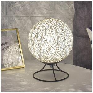 Gömb alakú dekor lámpa - rusztikus, madzagból kötött felülettel - hangulatos éjszakai fény (BBV)