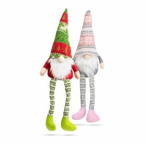 Nagy szakállú skandináv manó lógó lábakkal és belevarrt nehezékkel - aranyos karácsonyi dekoráció - 1 db (GL-58051L)
