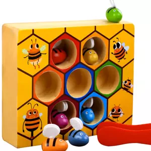 Csípd meg a méhecskét! - kézügyesség fejlesztő tanulójáték gyerekeknek - kaptárral, méhekkel és csipesszel (BB-21910)