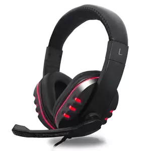 Gamer fejhallgató mikrofonnal - kényelmes, műbőr borítású, összehajtható - fekete, piros (BBV) (BBD) (BB-8481)