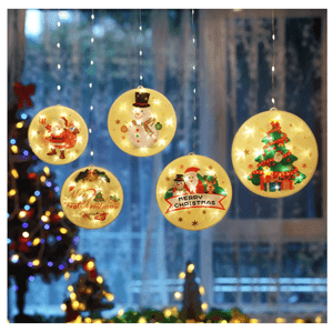 Nagyméretű felakasztható karácsonyi fényfüzér, LED ablakdísz - , vízálló, 113 LED, melegfehér (BBV)