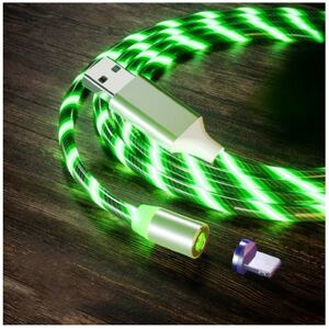 Lenyűgözően villogó mágneses USB töltőkábel cserélhető fejekkel – zöld (BBL)