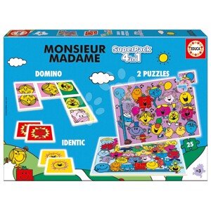 Superpack 4in1 Monsieur Madam Educa domino pexeso és 2 drb 25 darabos puzzle