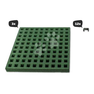 Esésvédő négyzet alakú gumilap játszótérre 54*54 cm Square Freezone Safety 3 Tiles Exit Toys szett 3 darab füvesíthető csúszásmentes
