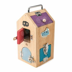Fa házikó szörnyecskékkel Monster Lock Box Tender Leaf Toys 8 ajtó 8 különböző zárral és 2 szörnyecskével