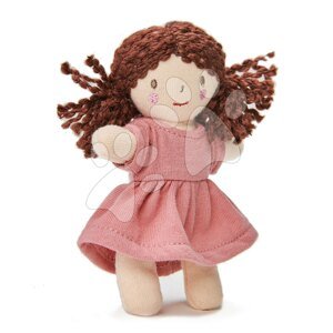 Rongybaba Mini Mimi Doll ThreadBear 12 cm pihe-puha pamutszövetből barna hajkoronával