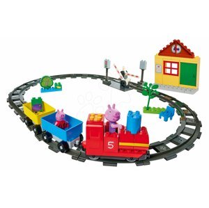 Épitőjáték Peppa Pig Train Fun PlayBIG Bloxx vasútvonal mozdonnyal és házikóval 2 figurával 1,5-5 évesnek