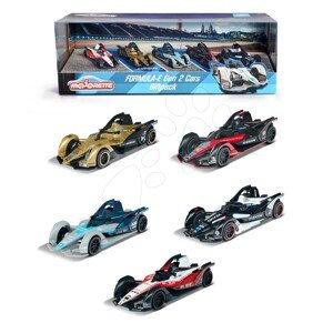 Kisautók Formula E Gen 2 Cars Majorette fémből és gumikerekekkel 7,5 cm hosszú szett 5 fajta ajándékcsomagolásban