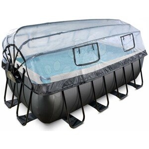 Medence búrával és homokszűrős vízforgatóval Black Leather pool Exit Toys acél medencekeret 400*200*122 cm fekete 6 évtől
