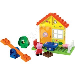Építőjáték Peppa Pig Garden House PlayBig Bloxx BIG házikó pihenőrésszel és libikókával 2 figurával 26 részes 1,5-5 évesnek