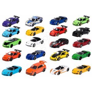 Játékautók Porsche Edition Discovery Pack Majorette fém 7,5 cm hosszú szett 20 fajta + 2 mystery kisautó