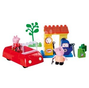 Építőjáték Peppa Pig Family Car PlayBig Bloxx BIG 2 figurával autóban a benzinkúton 28 darabos 1,5-5 évesnek