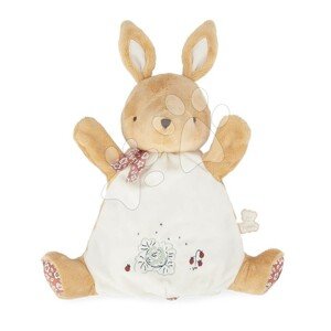 Plüss nyuszi kesztyűbáb Rabbit Doudou Puppet Petites Chansons Kaloo barna 24 cm puha plüssből 0 hó-tól