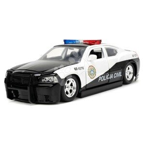 Kisautó rendőrautó Dodge Charger Fast & Furious Jada fém nyitható részekkel hossza 19 cm 1:24