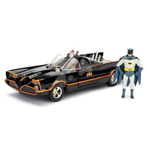Kisautó Batman 1966 Classic Batmobile Jada fém nnyitható ajtókkal és Batmana figurával hossza 22 cm 1:24