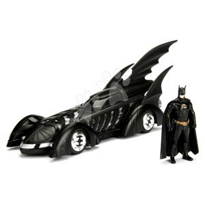 Kisautó Batman 1995 Batmobile Jada fém nyitható pilótafülkével és Batman figurával hossza 27 cm 1:24