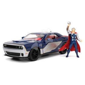 Kisautó Marvel Dodge Challenger SRT Hellcat Jada fém nyitható részekkel és Thor figurával hossza 20 cm 1:24