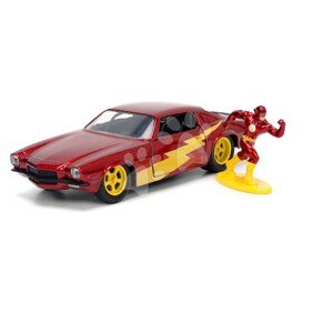 Kisautó DC Flash Chevy Camaro Jada fém nyitható ajtókkal és Flash figurával hossza 12,3 cm 1:32