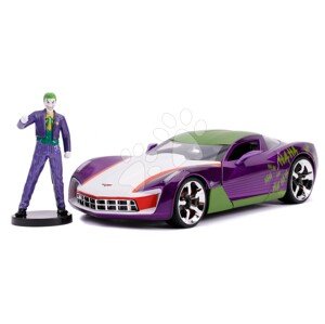 Kisautó DC Chevy Corvette Stingray 2009 Jada fém nyitható részekkel és Joker figurával hossza 20 cm 1:24
