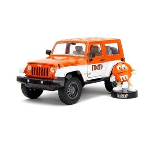 Kisautó Jeep Wrangler 2007 M&M Jada fém nyitható ajtókkal és Orange figura hossza 18 cm 1:24 8 évtől JA3255068